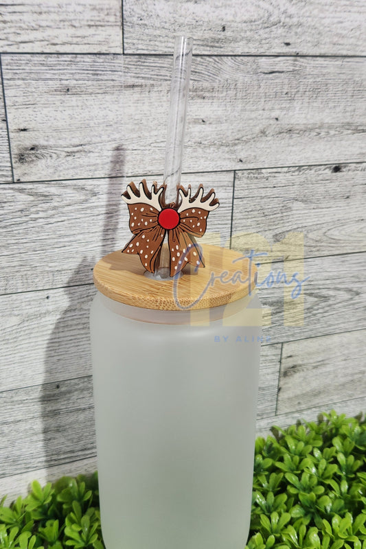 REINDEER BOW STRAW TOPPER
