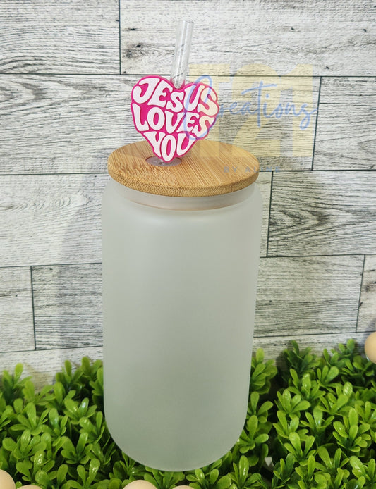 JESUS LOVES YOU STRAW TOPPER