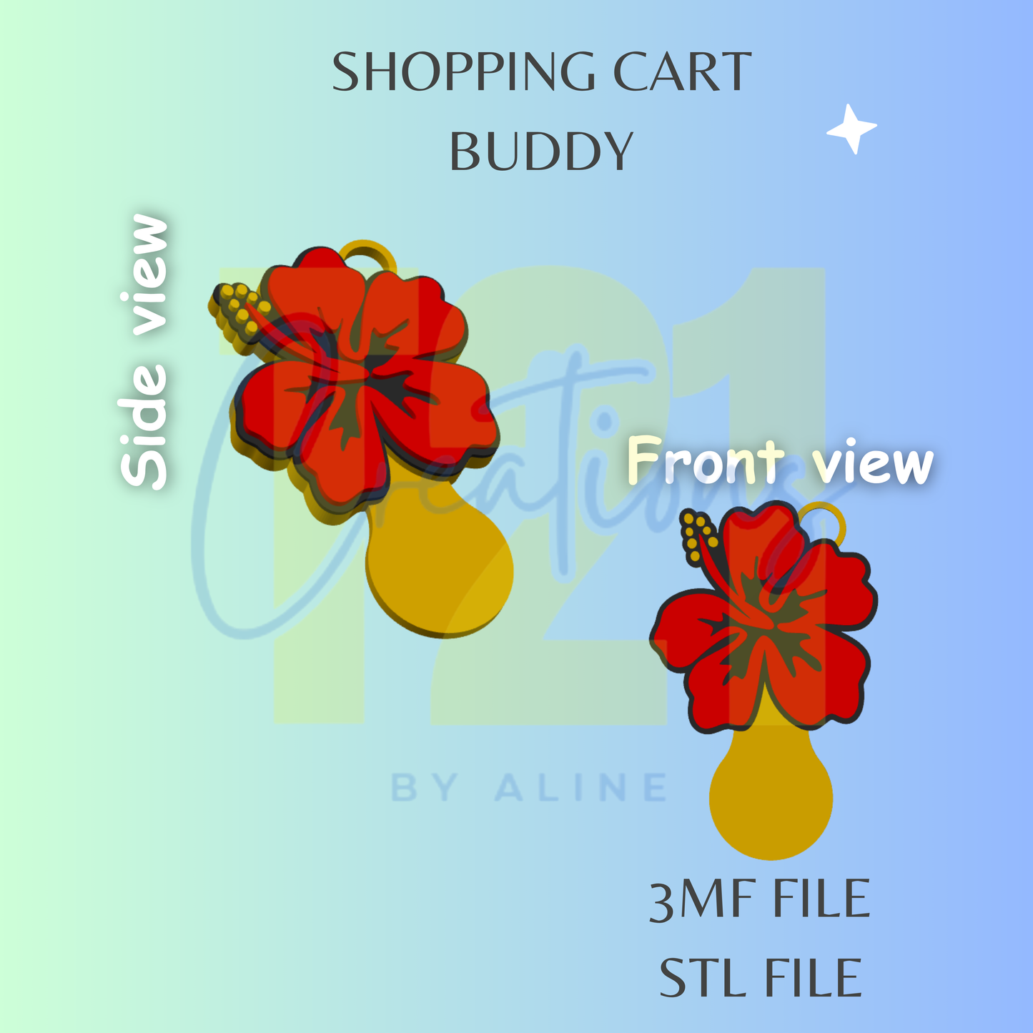HIBISCUS SHOPPING CART BUDDY STL FILE