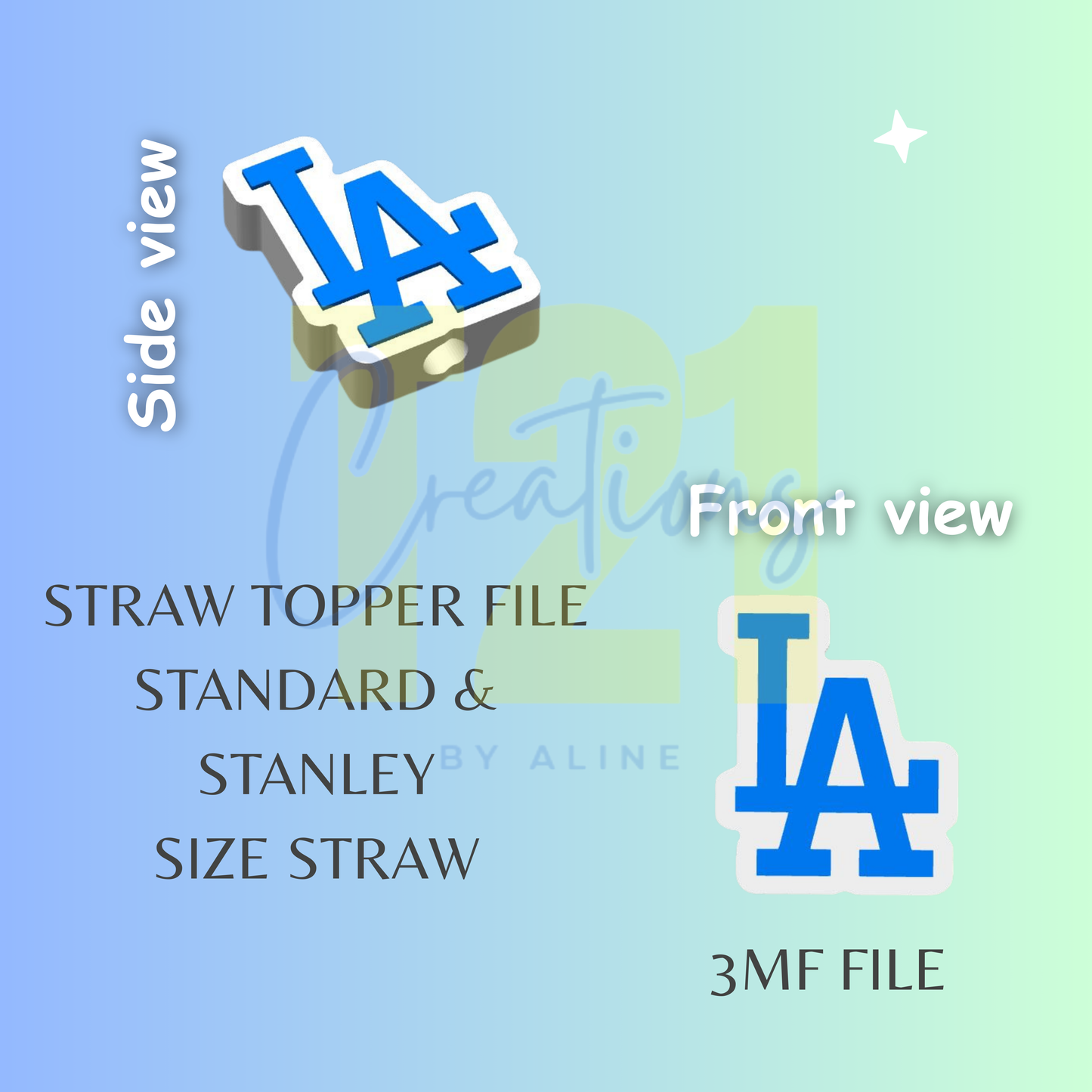 DODGERS STRAW TOPPER STL FILE