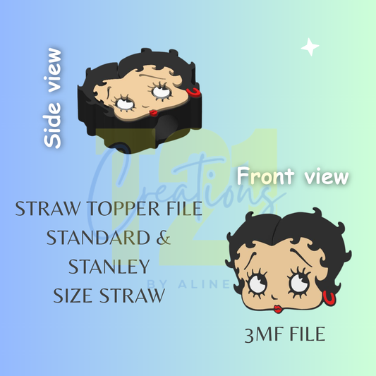 SASSY GIRL STRAW TOPPER STL FILE
