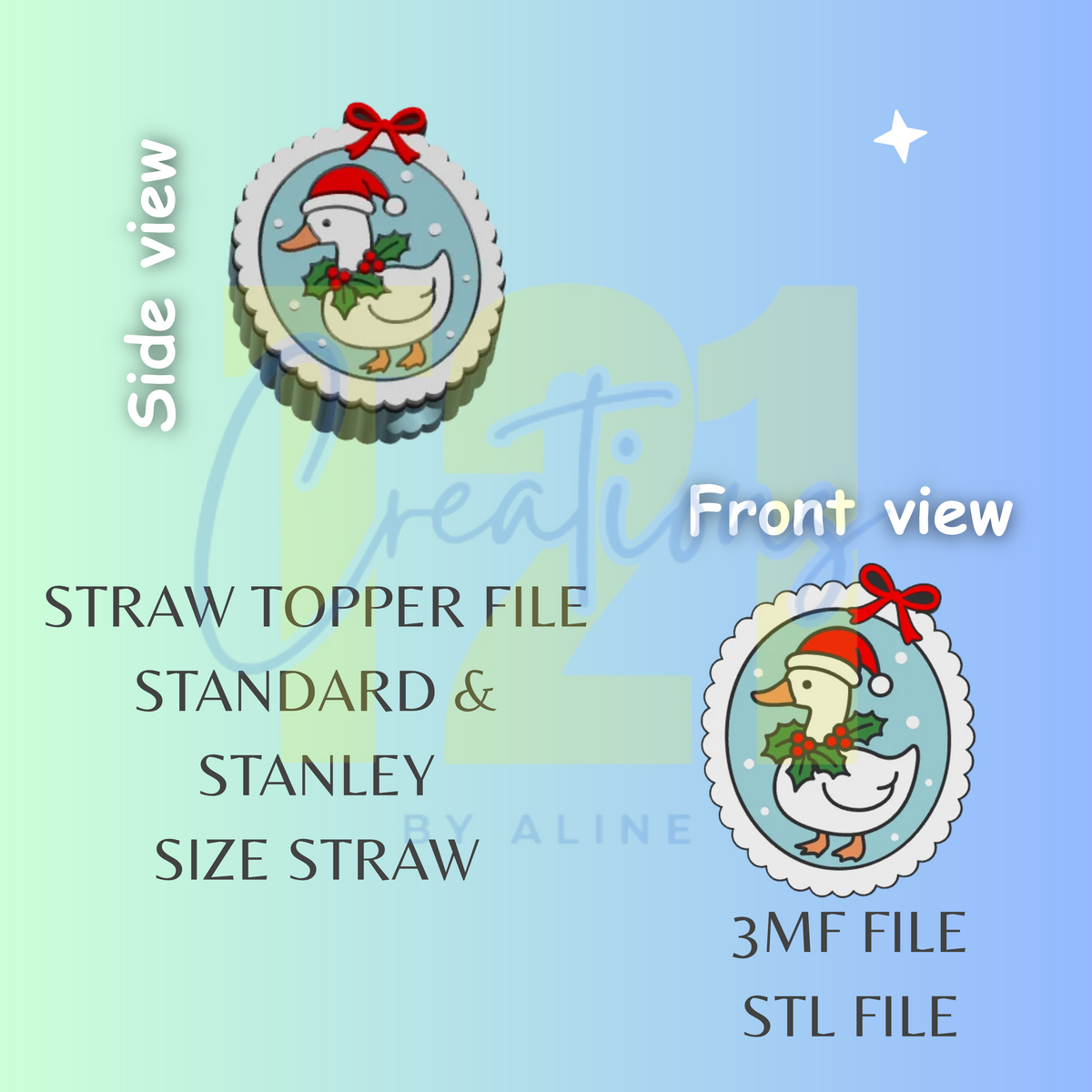 XMAS GOOSE FRAME STRAW TOPPER STL FILE