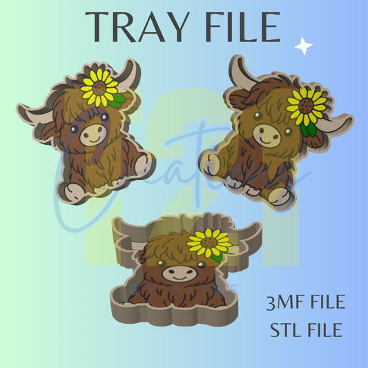 SUNFLOWER COW TRAY STL FILE