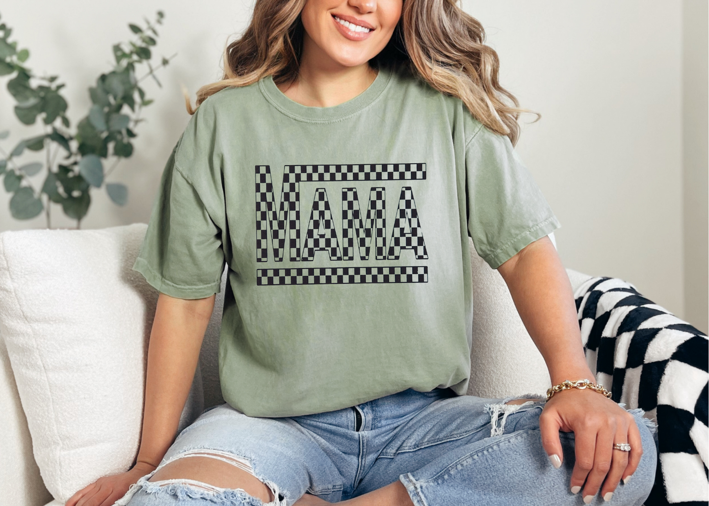 CHECKERED MAMA TSHIRT