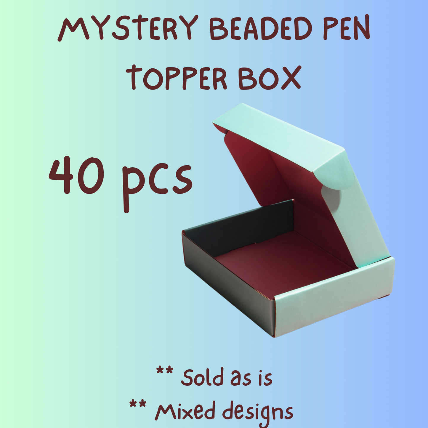 40 PCS MYSTERY BEADED PEN TOPPER BOX