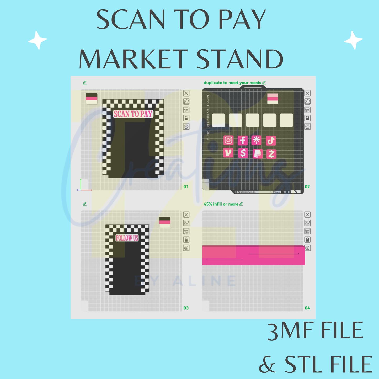 CHECKERED SCAN TO PAY STL DIGITAL FILE