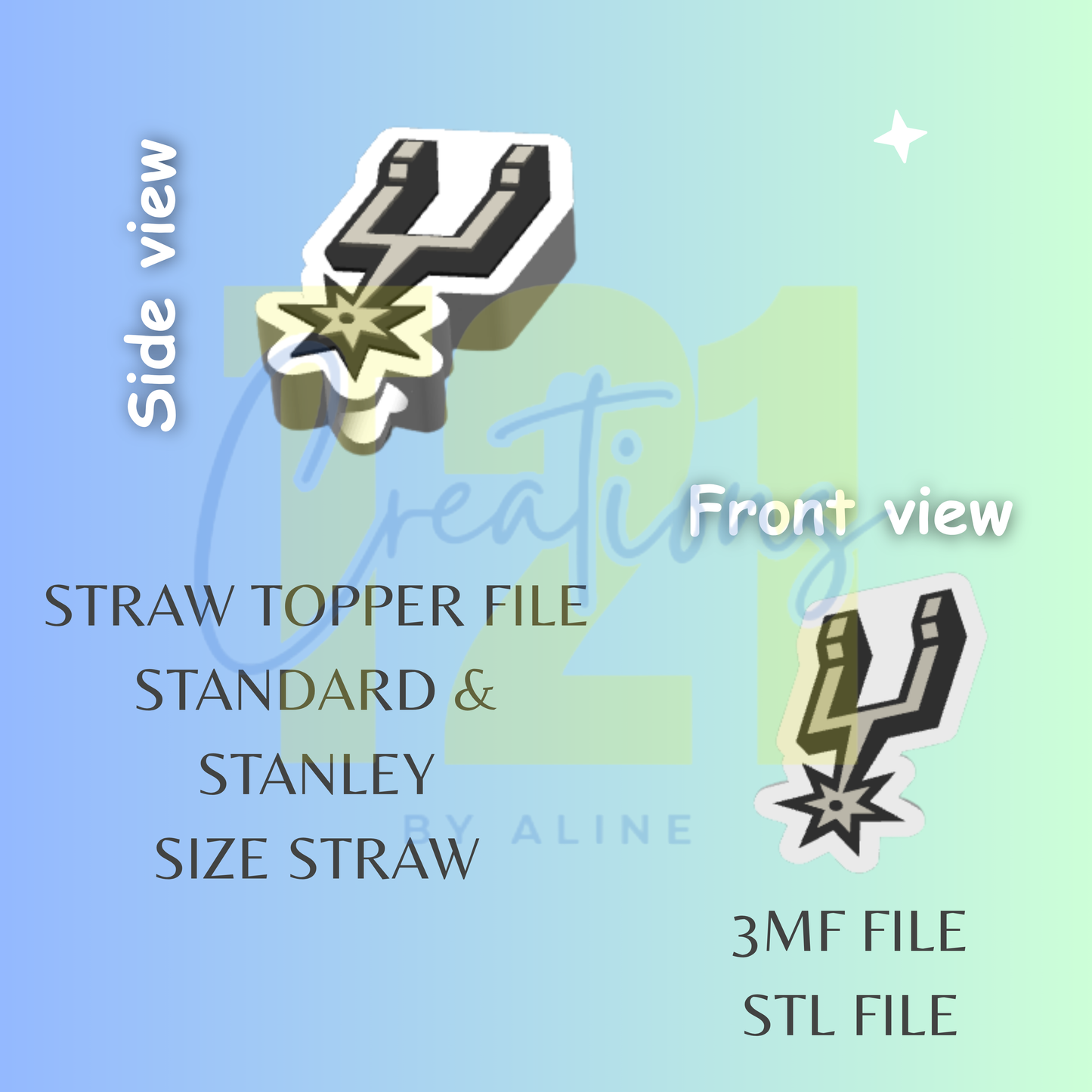 TEXAS 2 STRAW TOPPER STL FILE
